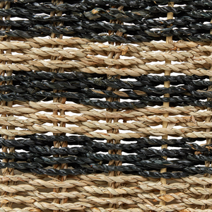 Cuccia per animali domestici in seagrass naturale nero 65 x 44 cm con cuscino in cotone per gatti e cani Boho