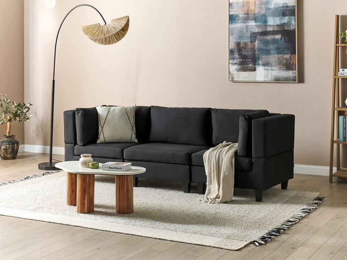 Divano Componibile Rivestito In Tessuto Nero 3 Posti stile moderno