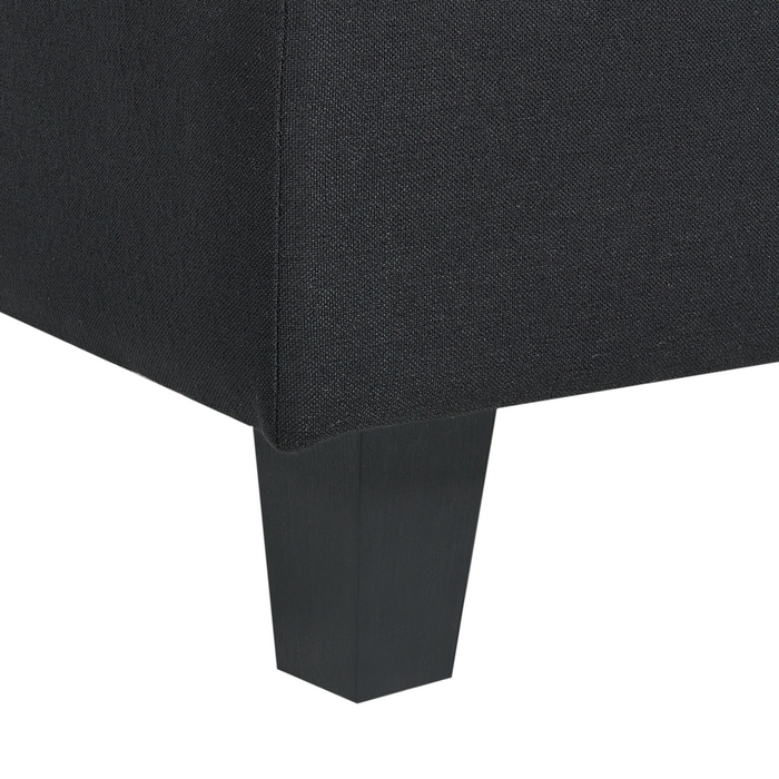 Divano Componibile Rivestito In Tessuto Nero 3 Posti con ottomano stile moderno