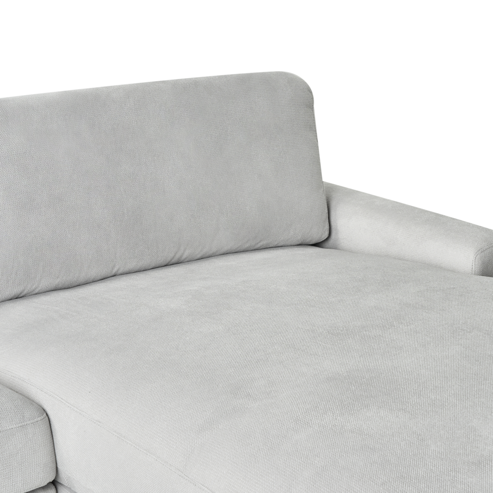 Divano angolare a sinistra in tessuto di ciniglia grigio chiaro Poliestere Metallo Gambe nere 190 x 272 x 83 cm Schienale imbottito e rifinito 3 posti a L Soggiorno in stile moderno