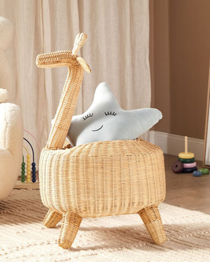 Cesto di vimini con giraffa in rattan naturale Cesto per giocattoli per la cameretta del bambino