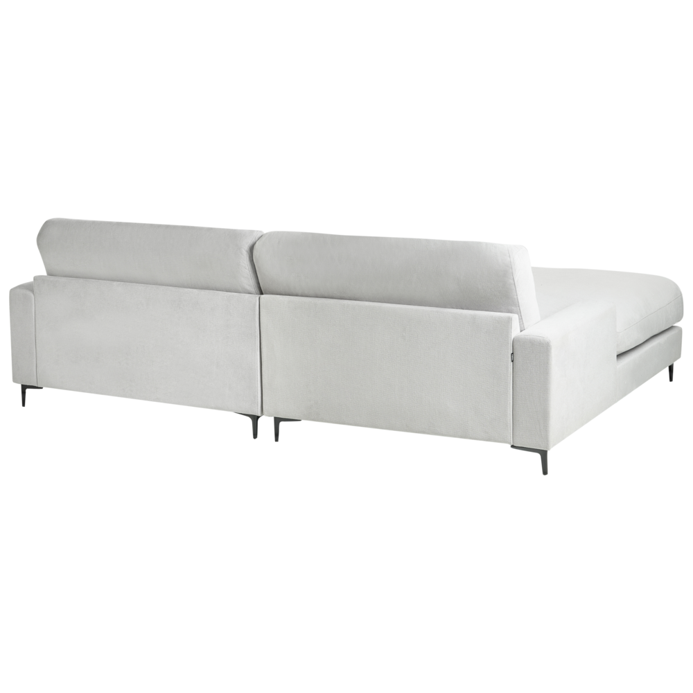 Divano angolare a destra in tessuto di ciniglia grigio chiaro Poliestere Metallo Gambe nere 190 x 272 x 83 cm Schienale imbottito e rifinito 3 posti a L Soggiorno in stile moderno