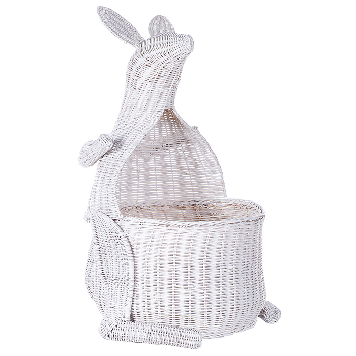Cesto di vimini Kangaroo Cesto di giocattoli in rattan intrecciato bianco Accessorio per la camera del bambino