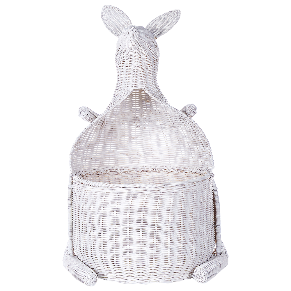 Cesto di vimini Kangaroo Cesto di giocattoli in rattan intrecciato bianco Accessorio per la camera del bambino