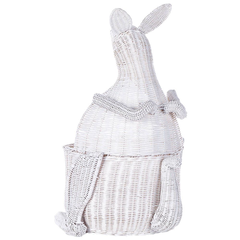 Cesto di vimini Kangaroo Cesto di giocattoli in rattan intrecciato bianco Accessorio per la camera del bambino