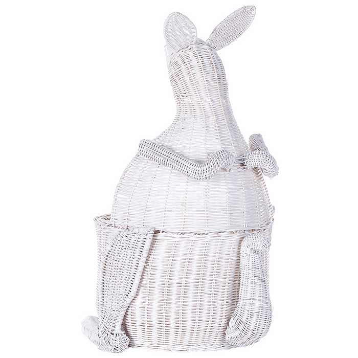 Cesto di vimini Kangaroo Cesto di giocattoli in rattan intrecciato bianco Accessorio per la camera del bambino