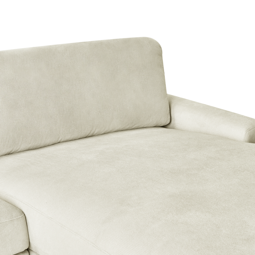 Divano angolare a sinistra  in tessuto di ciniglia bianco sporco Poliestere Metallo Gambe nere 190 x 272 x 83 cm Schienale imbottito e rifinito 3 posti a L Soggiorno in stile moderno