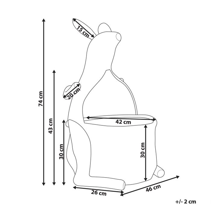 Cesto di vimini Kangaroo Cesto di giocattoli in rattan intrecciato bianco Accessorio per la camera del bambino