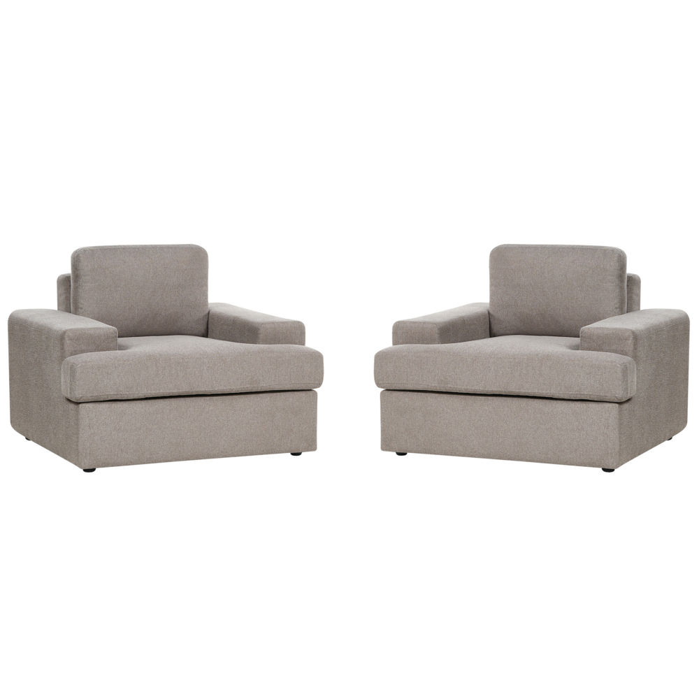 Set di 2 poltrone in tessuto taupe imbottite con schienale spesso imbottito Divano classico da salotto