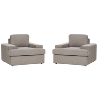 Set di 2 poltrone in tessuto taupe imbottite con schienale spesso imbottito Divano classico da salotto