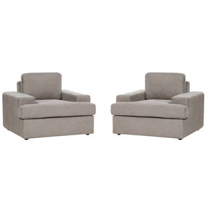 Set di 2 poltrone in tessuto taupe imbottite con schienale spesso imbottito Divano classico da salotto