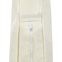 Divano moderno a 2 posti imbottito in tessuto bianco sporco e gambe in legno stile classico e moderno