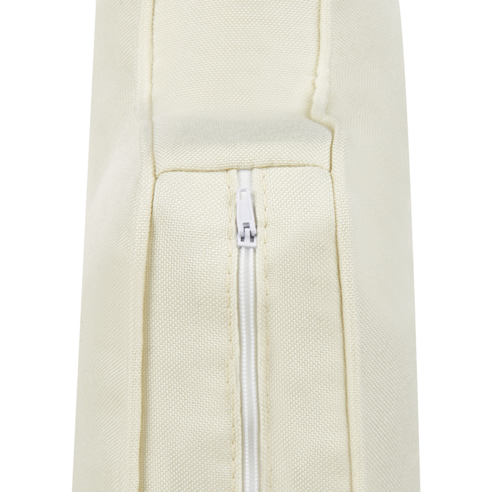 Divano moderno a 2 posti imbottito in tessuto bianco sporco e gambe in legno stile classico e moderno