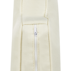 Divano moderno a 3 posti imbottito in tessuto bianco sporco e gambe in legno stile classico e moderno