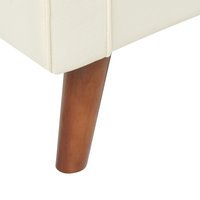 Divano moderno a 3 posti imbottito in tessuto bianco sporco e gambe in legno stile classico e moderno