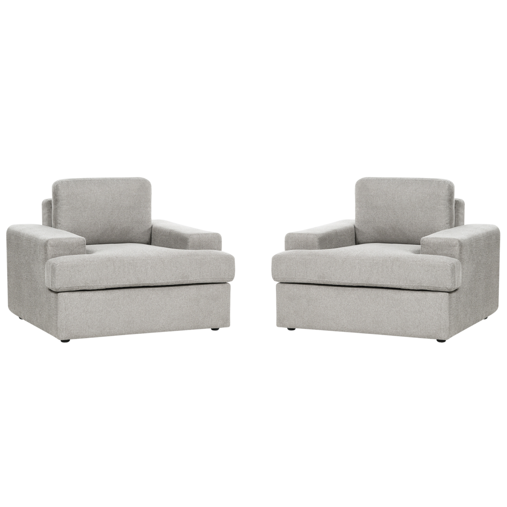 Set di 2 poltrone in tessuto grigio chiaro imbottite con schienale spesso imbottito Divano classico da salotto