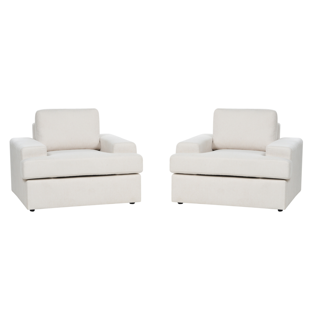 Set di 2 poltrone in tessuto grigio chiaro imbottite con schienale spesso imbottito Divano classico da salotto