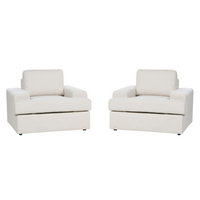 Set di 2 poltrone in tessuto grigio chiaro imbottite con schienale spesso imbottito Divano classico da salotto