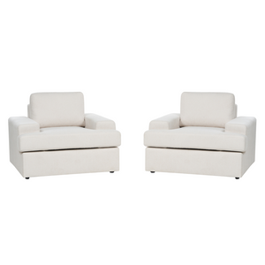 Set di 2 poltrone in tessuto grigio chiaro imbottite con schienale spesso imbottito Divano classico da salotto