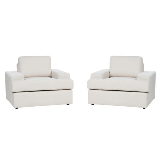 Set di 2 poltrone in tessuto grigio chiaro imbottite con schienale spesso imbottito Divano classico da salotto