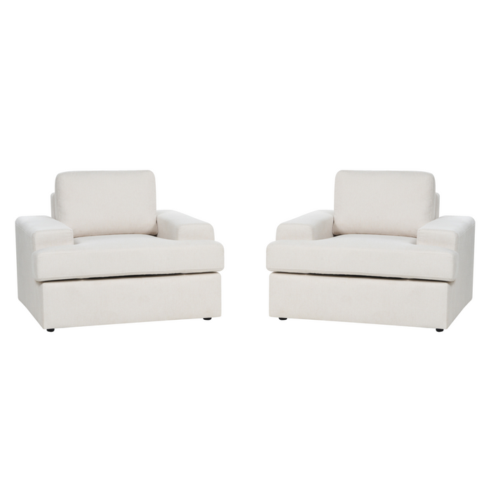 Set di 2 poltrone in tessuto grigio chiaro imbottite con schienale spesso imbottito Divano classico da salotto