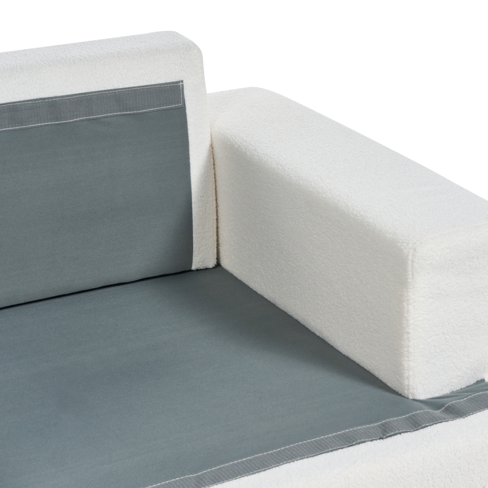 Divano Bianco Bouclé Imbottito 3 Posti Schienale Imbottito Spesso Divano Soggiorno Classico