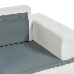 Divano Bianco Bouclé Imbottito 3 Posti Schienale Imbottito Spesso Divano Soggiorno Classico