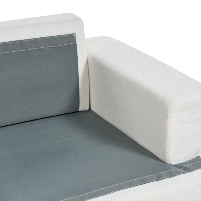 Divano Bianco Bouclé Imbottito 3 Posti Schienale Imbottito Spesso Divano Soggiorno Classico