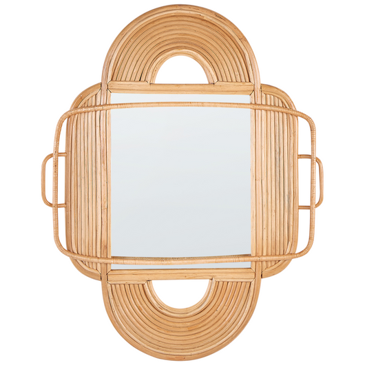 Specchio da parete in legno chiaro Rattan 70 x 90 cm da appendere Home Decor Design Ovale Soggiorno Corridoio Camera da letto Boho Moderno