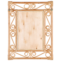 Specchio da parete in legno chiaro Rattan 41 x 52 cm Appeso Design Home Decor Rettangolare Soggiorno Corridoio Camera da letto Boho Moderno