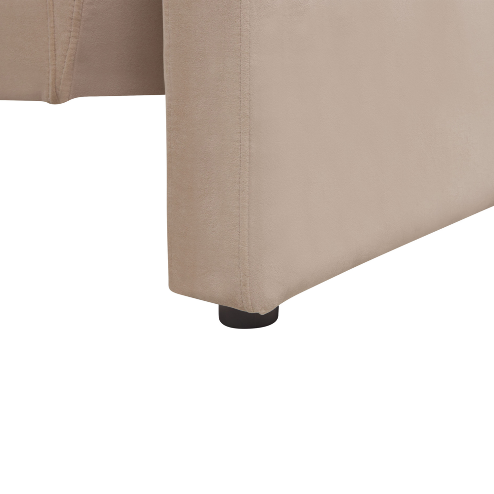 Divano a 3 posti imbottito in velluto beige con schienale imbottito e braccioli stile moderno