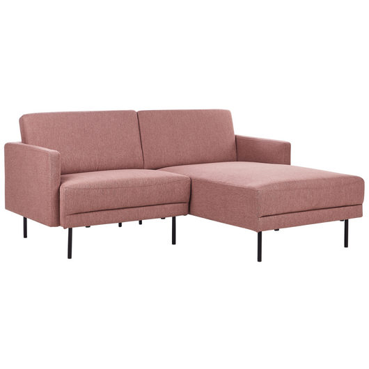 Divano angolare sinistro in poliestere rosa scuro 192 x 155 Divano a 2 posti imbottito con gambe in metallo, tessuto e schienale imbottito, moderno e minimalista