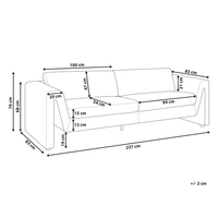 Divano a 3 posti imbottito in velluto beige chiaro con schienale imbottito e braccioli stile moderno