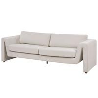 Divano a 3 posti imbottito in velluto beige chiaro con schienale imbottito e braccioli stile moderno