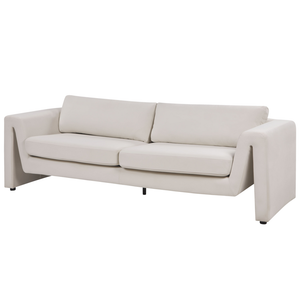 Divano a 3 posti imbottito in velluto beige chiaro con schienale imbottito e braccioli stile moderno