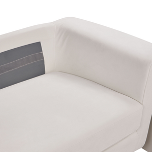 Divano a 3 posti imbottito in velluto beige chiaro con schienale imbottito e braccioli stile moderno