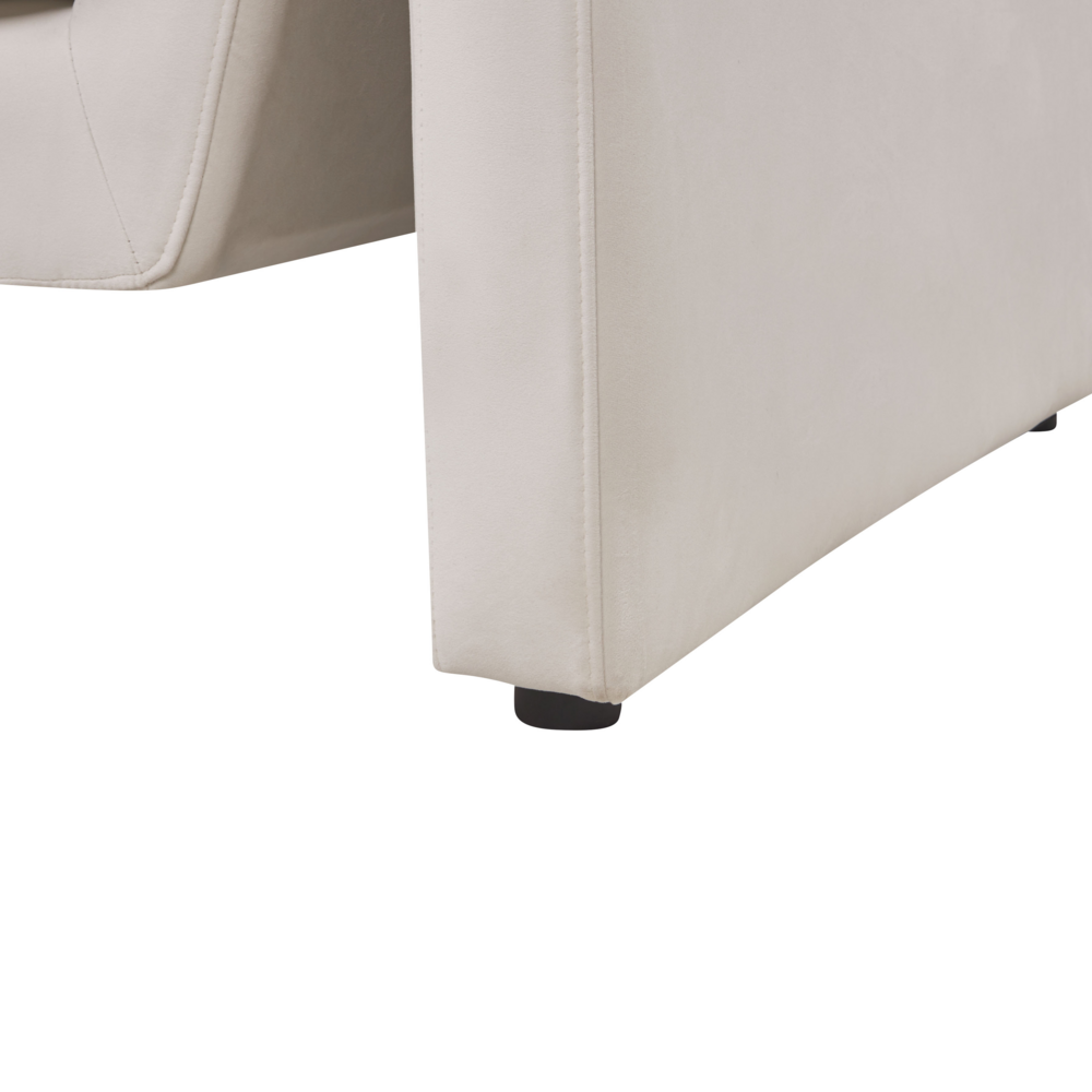 Divano a 3 posti imbottito in velluto beige chiaro con schienale imbottito e braccioli stile moderno