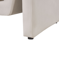 Divano a 3 posti imbottito in velluto beige chiaro con schienale imbottito e braccioli stile moderno