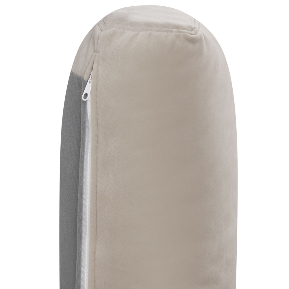 Divano a 3 posti imbottito in velluto tortora con schienale imbottito e braccioli stile moderno