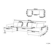 Divano ad angolo Beige Chiaro Tappezzato in poliestere Moderno a U 5 posti con pouf Cuscini extra Schienale imbottito