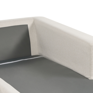 Divano ad angolo Beige Chiaro Tappezzato in poliestere Moderno a U 5 posti con pouf Cuscini extra Schienale imbottito