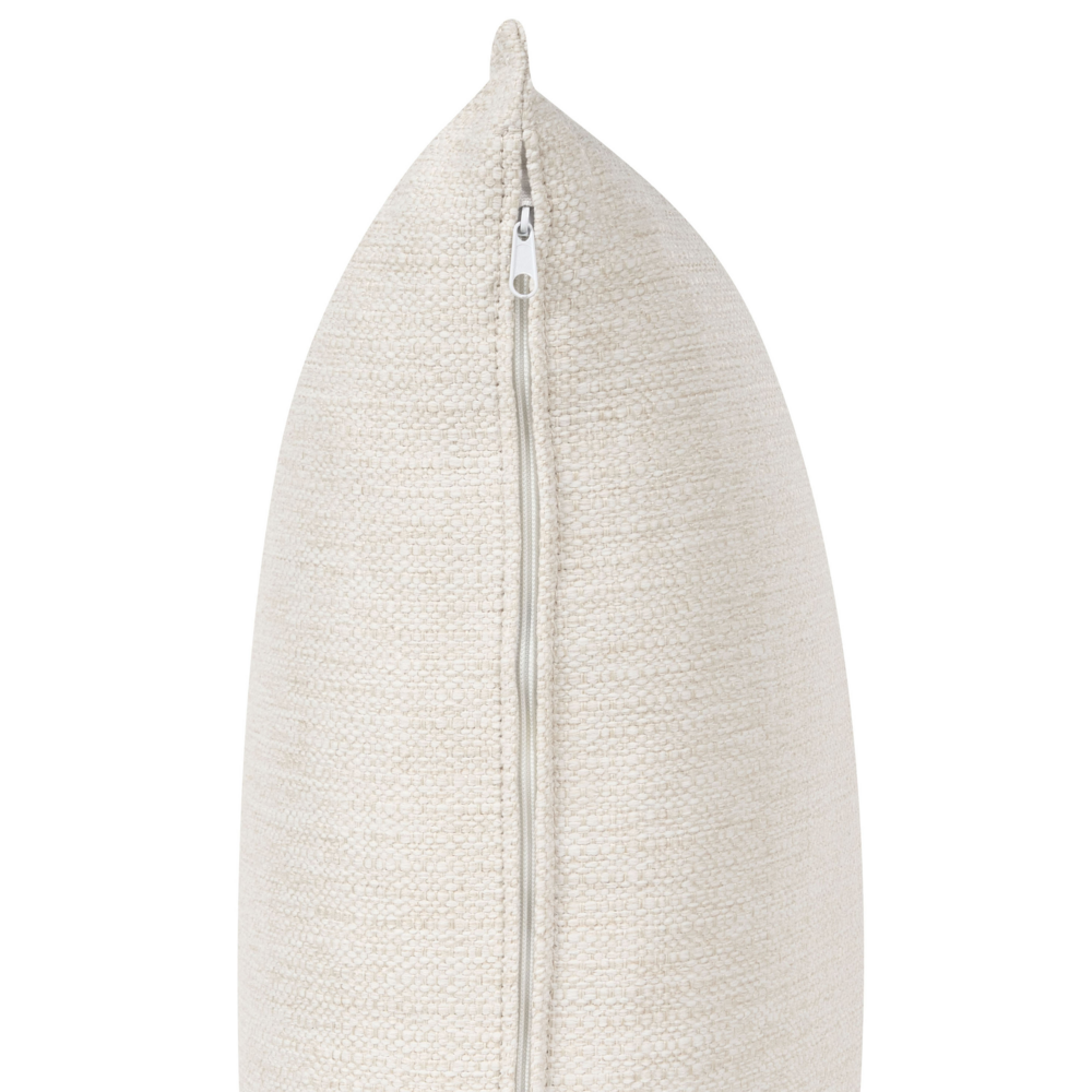 Divano ad angolo Beige Chiaro Tappezzato in poliestere Moderno a U 5 posti con pouf Cuscini extra Schienale imbottito