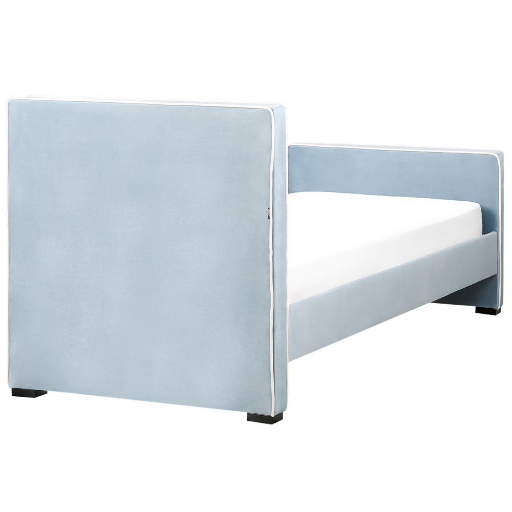 Letto singolo in velluto con telaio imbottito blu camera da letto stile moderno tradizionale