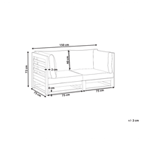 Divano da giardino a 2 posti per esterni in legno certificato di acacia mogano con cuscini tortora moderno elegante esterno