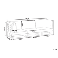 Divano da giardino a 3 posti per esterni in legno certificato di acacia mogano con cuscini tortora moderno elegante esterno