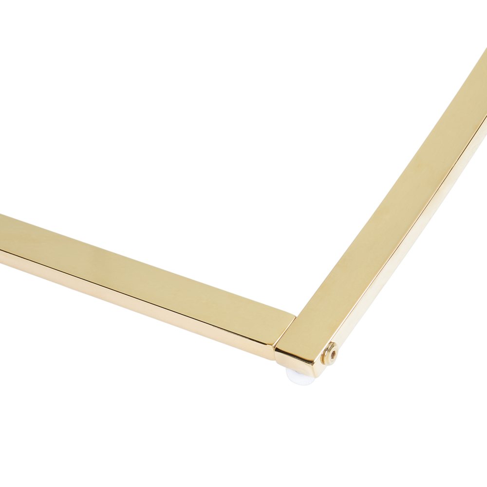 Tavolino da caffè con piano in vetro struttura in acciaio inox oro lucido stile glamour soggiorno