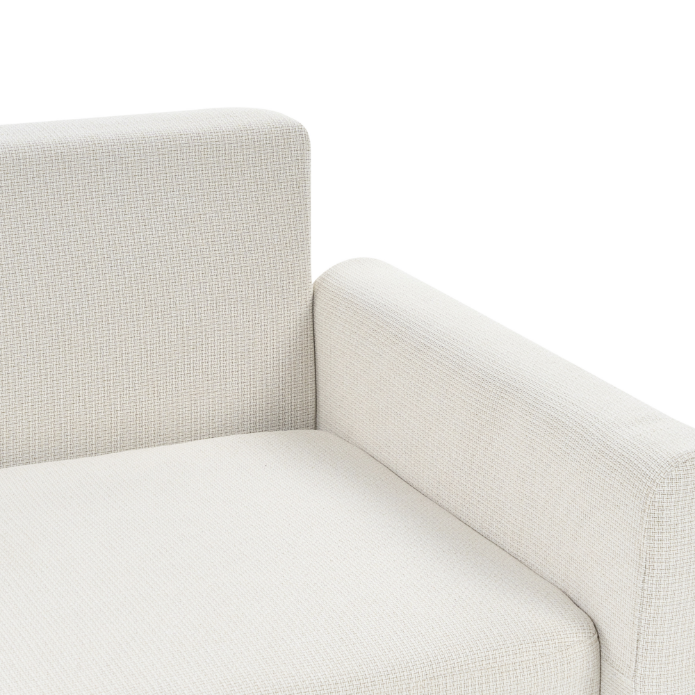 Divano angolare 3 posti destro imbottito in tessuto beige con funzione di dormiente e schienale imbottito estraibile Gambe in legno