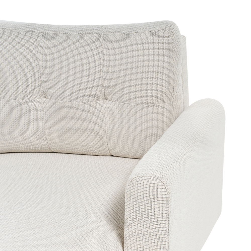 Divano angolare 3 posti destro imbottito in tessuto beige con funzione di dormiente e schienale imbottito estraibile Gambe in legno