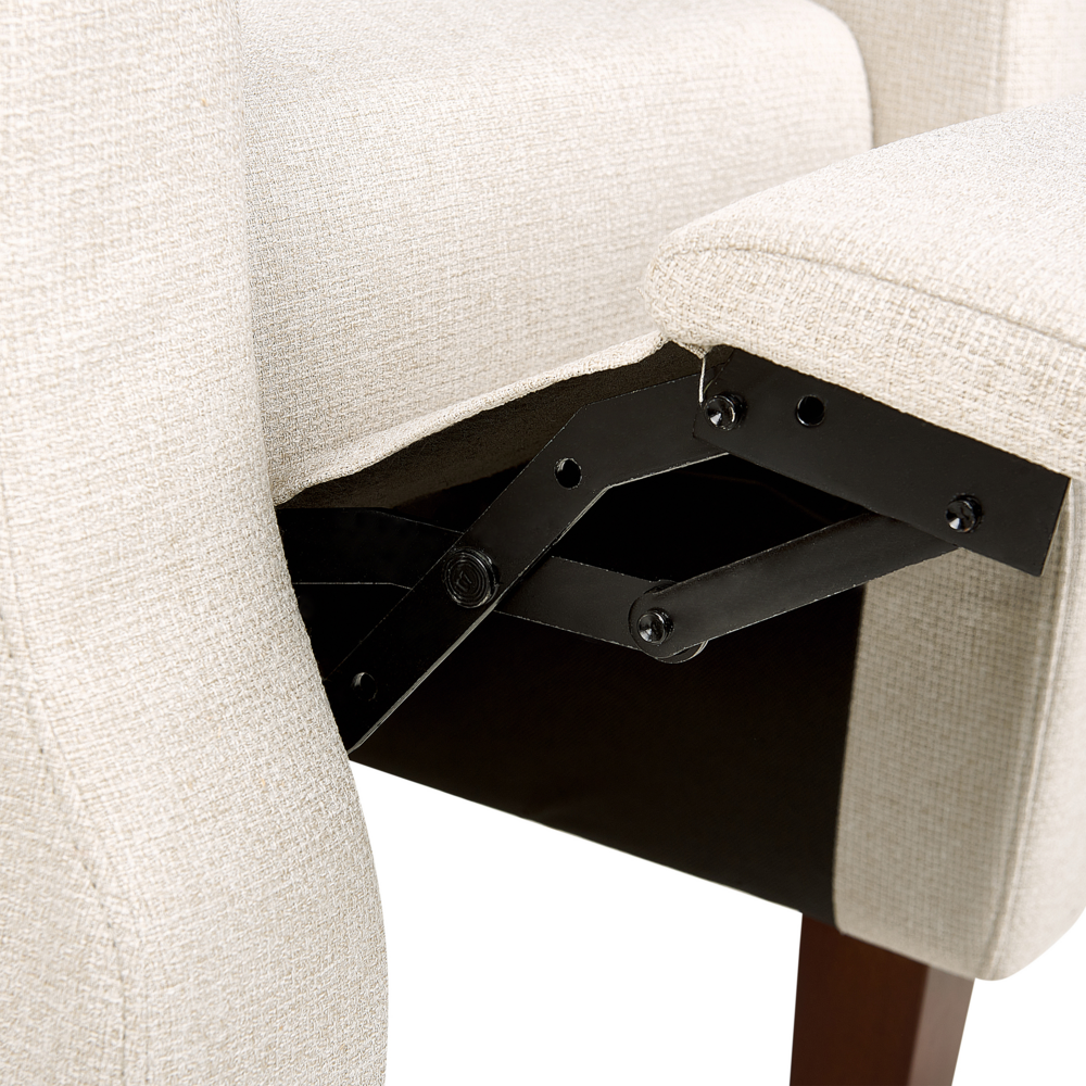 Poltrona reclinabile con schienale regolabile e poggiapiedi in tessuto beige stile retrò soggiorno camera da letto salotto