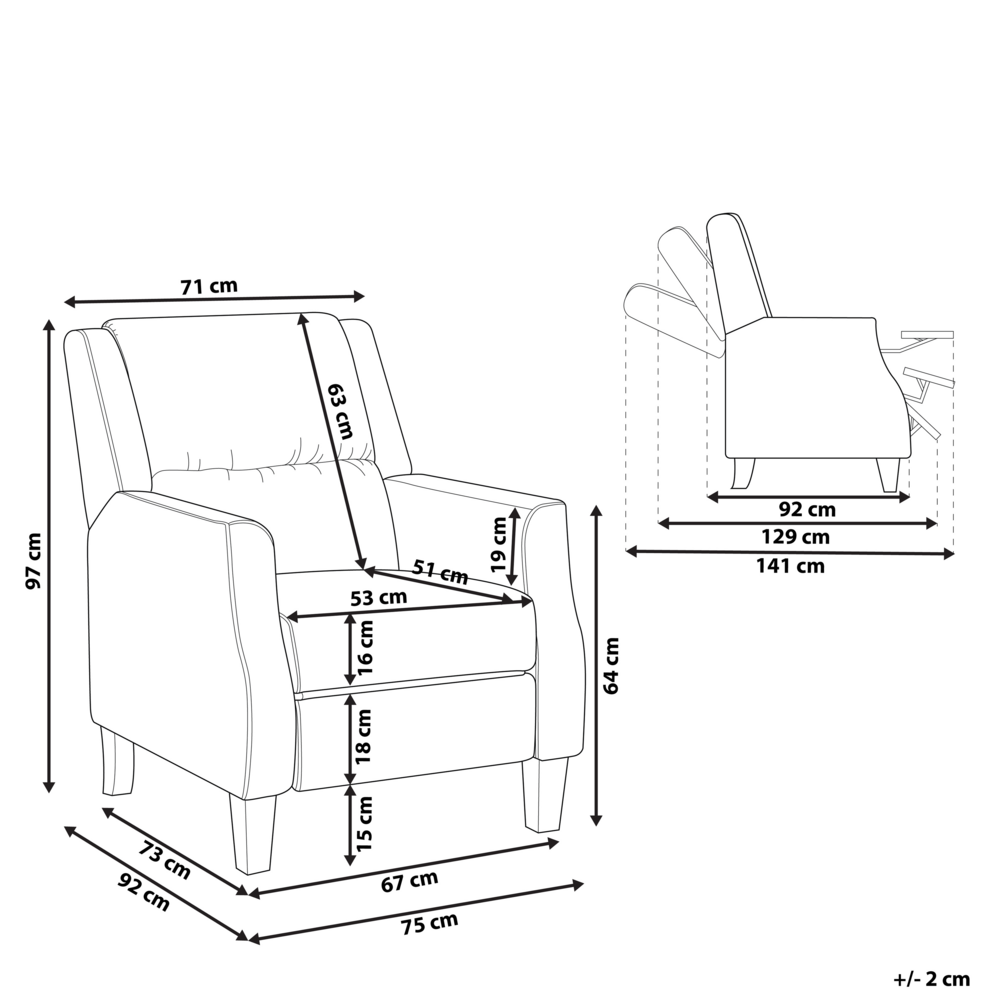 Poltrona reclinabile con schienale regolabile e poggiapiedi in tessuto beige stile retrò soggiorno camera da letto salotto